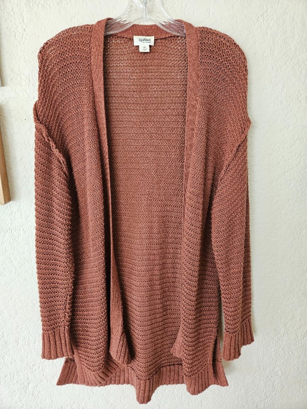 UpWest Rust Terracotta Chunky Open Front Oversized Cardigan M